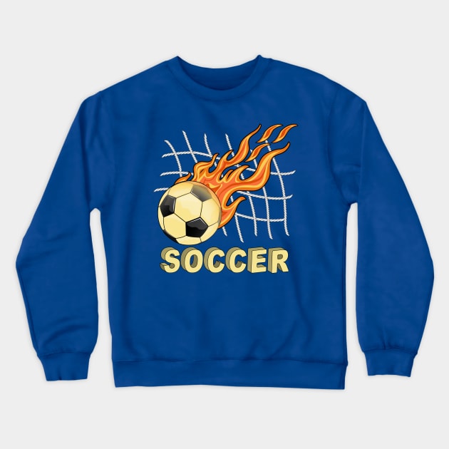 Soccer Ball On Fire Crewneck Sweatshirt by Designoholic